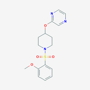 molecular formula C16H19N3O4S B2918476 2-((1-((2-Methoxyphenyl)sulfonyl)piperidin-4-yl)oxy)pyrazine CAS No. 1448126-25-7