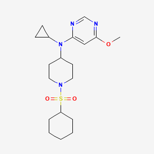 molecular formula C19H30N4O3S B2918493 N-[1-(cyclohexanesulfonyl)piperidin-4-yl]-N-cyclopropyl-6-methoxypyrimidin-4-amine CAS No. 2380086-29-1