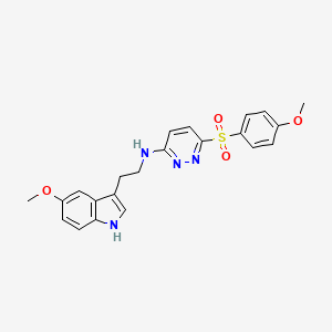molecular formula C22H22N4O4S B2918517 N-[2-(5-methoxy-1H-indol-3-yl)ethyl]-6-(4-methoxybenzenesulfonyl)pyridazin-3-amine CAS No. 1105197-66-7