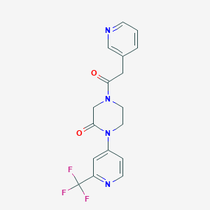 4-(2-Pyridin-3-ylacetyl)-1-[2-(trifluoromethyl)pyridin-4-yl]piperazin-2-one