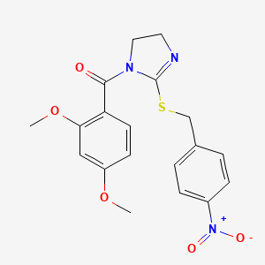 molecular formula C19H19N3O5S B2918538 (2,4-dimethoxyphenyl)(2-((4-nitrobenzyl)thio)-4,5-dihydro-1H-imidazol-1-yl)methanone CAS No. 851802-23-8