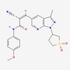 molecular formula C22H21N5O4S B2918543 (Z)-2-cyano-3-[1-(1,1-dioxothiolan-3-yl)-3-methylpyrazolo[3,4-b]pyridin-5-yl]-N-(4-methoxyphenyl)prop-2-enamide CAS No. 1241695-88-4