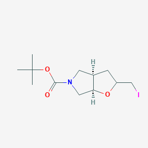 molecular formula C12H20INO3 B2918555 cis-tert-Butyl 2-(iodomethyl)tetrahydro-2H-furo[2,3-c]pyrrole-5(3H)-carboxylate CAS No. 1445949-63-2
