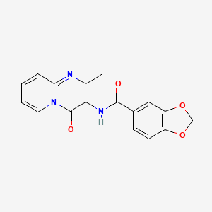 molecular formula C17H13N3O4 B2918574 N-{2-methyl-4-oxo-4H-pyrido[1,2-a]pyrimidin-3-yl}-2H-1,3-benzodioxole-5-carboxamide CAS No. 897616-45-4