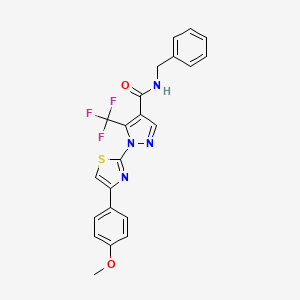 molecular formula C22H17F3N4O2S B2918588 N-benzyl-1-[4-(4-methoxyphenyl)-1,3-thiazol-2-yl]-5-(trifluoromethyl)-1H-pyrazole-4-carboxamide CAS No. 321848-18-4