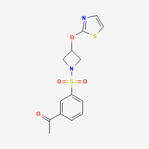 molecular formula C14H14N2O4S2 B2918606 1-(3-((3-(Thiazol-2-yloxy)azetidin-1-yl)sulfonyl)phenyl)ethanone CAS No. 1705328-59-1
