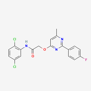 molecular formula C19H14Cl2FN3O2 B2918608 N-(2,5-dichlorophenyl)-2-{[2-(4-fluorophenyl)-6-methylpyrimidin-4-yl]oxy}acetamide CAS No. 1251615-85-6