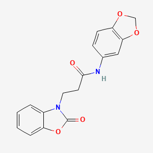 molecular formula C17H14N2O5 B2918618 N-(2H-1,3-benzodioxol-5-yl)-3-(2-oxo-2,3-dihydro-1,3-benzoxazol-3-yl)propanamide CAS No. 862827-51-8
