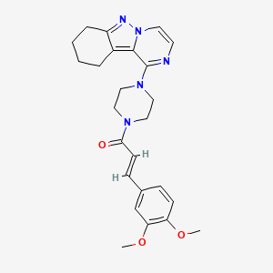 (E)-3-(3,4-dimethoxyphenyl)-1-(4-(7,8,9,10-tetrahydropyrazino[1,2-b]indazol-1-yl)piperazin-1-yl)prop-2-en-1-one