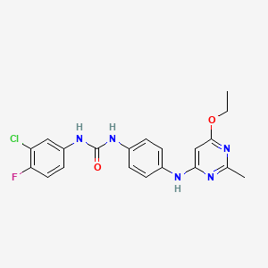 molecular formula C20H19ClFN5O2 B2918625 1-(3-氯-4-氟苯基)-3-(4-((6-乙氧基-2-甲基嘧啶-4-基)氨基)苯基)脲 CAS No. 1021119-70-9