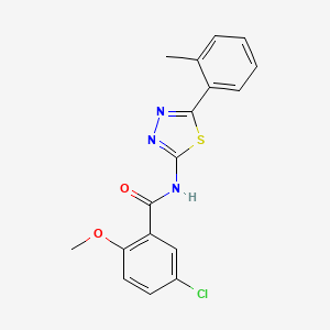 molecular formula C17H14ClN3O2S B2918639 5-chloro-2-methoxy-N-[5-(2-methylphenyl)-1,3,4-thiadiazol-2-yl]benzamide CAS No. 391863-31-3