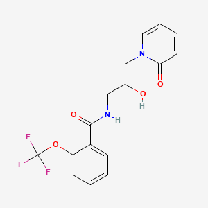 molecular formula C16H15F3N2O4 B2918640 N-[2-hydroxy-3-(2-oxo-1,2-dihydropyridin-1-yl)propyl]-2-(trifluoromethoxy)benzamide CAS No. 1705998-66-8