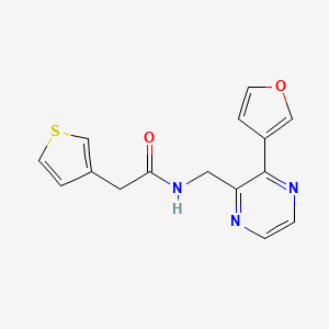 molecular formula C15H13N3O2S B2918675 N-((3-(furan-3-yl)pyrazin-2-yl)methyl)-2-(thiophen-3-yl)acetamide CAS No. 2034316-30-6