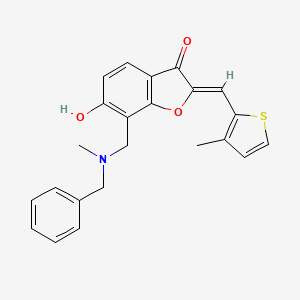 molecular formula C23H21NO3S B2918684 (Z)-7-((benzyl(methyl)amino)methyl)-6-hydroxy-2-((3-methylthiophen-2-yl)methylene)benzofuran-3(2H)-one CAS No. 929456-69-9