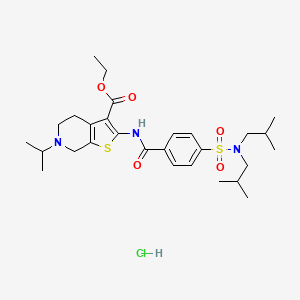 molecular formula C28H42ClN3O5S2 B2918697 ethyl 2-(4-(N,N-diisobutylsulfamoyl)benzamido)-6-isopropyl-4,5,6,7-tetrahydrothieno[2,3-c]pyridine-3-carboxylate hydrochloride CAS No. 1216567-31-5