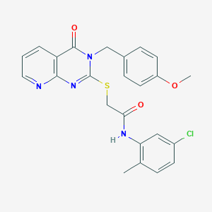 molecular formula C24H21ClN4O3S B2918706 N-(5-chloro-2-methylphenyl)-2-({3-[(4-methoxyphenyl)methyl]-4-oxo-3H,4H-pyrido[2,3-d]pyrimidin-2-yl}sulfanyl)acetamide CAS No. 2380182-67-0