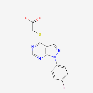 molecular formula C14H11FN4O2S B2918709 methyl 2-{[1-(4-fluorophenyl)-1H-pyrazolo[3,4-d]pyrimidin-4-yl]sulfanyl}acetate CAS No. 893910-99-1