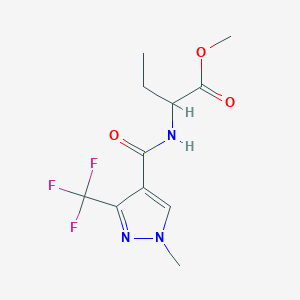 molecular formula C11H14F3N3O3 B2918755 methyl 2-({[1-methyl-3-(trifluoromethyl)-1H-pyrazol-4-yl]carbonyl}amino)butanoate CAS No. 1026104-65-3