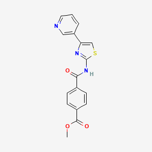 molecular formula C17H13N3O3S B2918800 Methyl 4-((4-(pyridin-3-yl)thiazol-2-yl)carbamoyl)benzoate CAS No. 476326-45-1