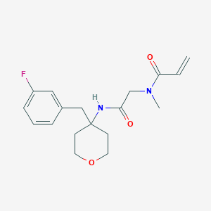 molecular formula C18H23FN2O3 B2918807 N-[2-[[4-[(3-Fluorophenyl)methyl]oxan-4-yl]amino]-2-oxoethyl]-N-methylprop-2-enamide CAS No. 2201770-86-5