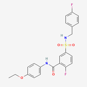 molecular formula C22H20F2N2O4S B2918849 N-(4-ethoxyphenyl)-2-fluoro-5-{[(4-fluorophenyl)methyl]sulfamoyl}benzamide CAS No. 451506-71-1