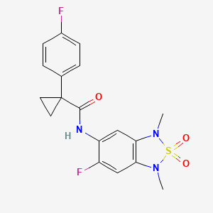 molecular formula C18H17F2N3O3S B2918872 N-(6-fluoro-1,3-dimethyl-2,2-dioxido-1,3-dihydrobenzo[c][1,2,5]thiadiazol-5-yl)-1-(4-fluorophenyl)cyclopropanecarboxamide CAS No. 2034589-56-3