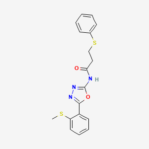 molecular formula C18H17N3O2S2 B2918877 N-{5-[2-(methylsulfanyl)phenyl]-1,3,4-oxadiazol-2-yl}-3-(phenylsulfanyl)propanamide CAS No. 886911-11-1
