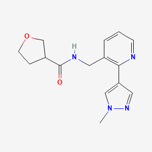 molecular formula C15H18N4O2 B2918887 N-{[2-(1-methyl-1H-pyrazol-4-yl)pyridin-3-yl]methyl}oxolane-3-carboxamide CAS No. 2034468-59-0