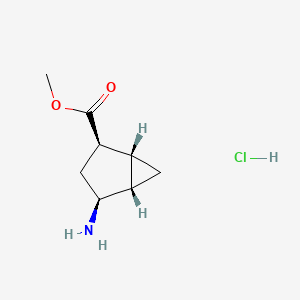 molecular formula C8H14ClNO2 B2918906 Methyl (1R,2R,4S,5S)-4-aminobicyclo[3.1.0]hexane-2-carboxylate;hydrochloride CAS No. 2138217-56-6