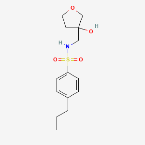 molecular formula C14H21NO4S B2918908 N-[(3-hydroxyoxolan-3-yl)methyl]-4-propylbenzene-1-sulfonamide CAS No. 1916606-67-1