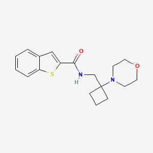 molecular formula C18H22N2O2S B2918910 N-{[1-(morpholin-4-yl)cyclobutyl]methyl}-1-benzothiophene-2-carboxamide CAS No. 2380083-87-2