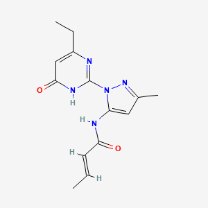 molecular formula C14H17N5O2 B2918953 (E)-N-(1-(4-ethyl-6-oxo-1,6-dihydropyrimidin-2-yl)-3-methyl-1H-pyrazol-5-yl)but-2-enamide CAS No. 1002483-59-1