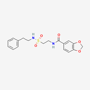 molecular formula C18H20N2O5S B2918964 N-{2-[(2-phenylethyl)sulfamoyl]ethyl}-2H-1,3-benzodioxole-5-carboxamide CAS No. 899740-46-6