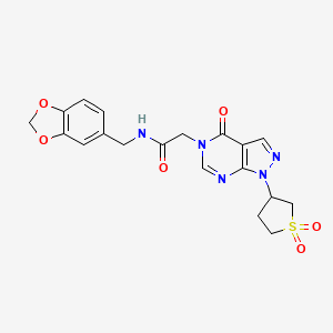 molecular formula C19H19N5O6S B2918973 N-[(2H-1,3-benzodioxol-5-yl)methyl]-2-[1-(1,1-dioxo-1lambda6-thiolan-3-yl)-4-oxo-1H,4H,5H-pyrazolo[3,4-d]pyrimidin-5-yl]acetamide CAS No. 1040645-85-9