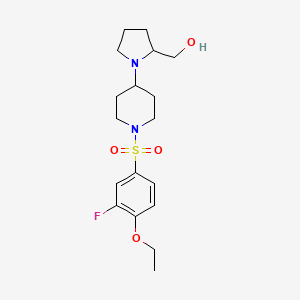 molecular formula C18H27FN2O4S B2918985 (1-(1-((4-Ethoxy-3-fluorophenyl)sulfonyl)piperidin-4-yl)pyrrolidin-2-yl)methanol CAS No. 1448033-82-6