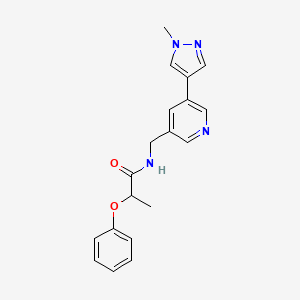 molecular formula C19H20N4O2 B2918999 N-((5-(1-methyl-1H-pyrazol-4-yl)pyridin-3-yl)methyl)-2-phenoxypropanamide CAS No. 2034335-46-9