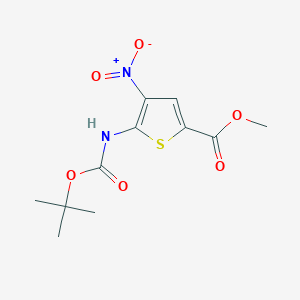 molecular formula C11H14N2O6S B2919003 Methyl 5-((tert-butoxycarbonyl)amino)-4-nitrothiophene-2-carboxylate CAS No. 1351238-59-9