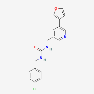 molecular formula C18H16ClN3O2 B2919018 1-(4-Chlorobenzyl)-3-((5-(furan-3-yl)pyridin-3-yl)methyl)urea CAS No. 2034499-06-2