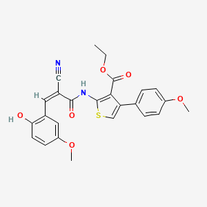 molecular formula C25H22N2O6S B2919044 Ethyl 2-[[(Z)-2-cyano-3-(2-hydroxy-5-methoxyphenyl)prop-2-enoyl]amino]-4-(4-methoxyphenyl)thiophene-3-carboxylate CAS No. 380457-80-7