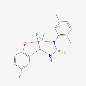 B2919068 8-chloro-3-(2,5-dimethylphenyl)-2-methyl-5,6-dihydro-2H-2,6-methanobenzo[g][1,3,5]oxadiazocine-4(3H)-thione CAS No. 1019149-15-5