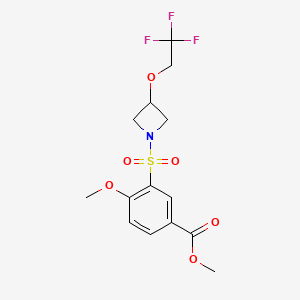 molecular formula C14H16F3NO6S B2919072 Methyl 4-methoxy-3-{[3-(2,2,2-trifluoroethoxy)azetidin-1-yl]sulfonyl}benzoate CAS No. 2309260-03-3