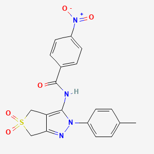 molecular formula C19H16N4O5S B2919113 N-[2-(4-methylphenyl)-5,5-dioxo-2H,4H,6H-5lambda6-thieno[3,4-c]pyrazol-3-yl]-4-nitrobenzamide CAS No. 449787-48-8