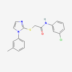 molecular formula C18H16ClN3OS B2919177 N-(3-chlorophenyl)-2-((1-(m-tolyl)-1H-imidazol-2-yl)thio)acetamide CAS No. 851131-24-3