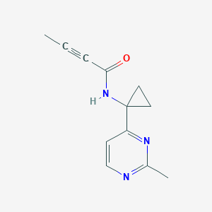 molecular formula C12H13N3O B2919189 N-[1-(2-Methylpyrimidin-4-yl)cyclopropyl]but-2-ynamide CAS No. 2411290-68-9