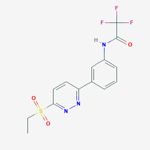 molecular formula C14H12F3N3O3S B2919221 N-{3-[6-(ethanesulfonyl)pyridazin-3-yl]phenyl}-2,2,2-trifluoroacetamide CAS No. 1114635-80-1