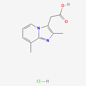 molecular formula C11H13ClN2O2 B2919237 2-{2,8-Dimethylimidazo[1,2-a]pyridin-3-yl}acetic acid hydrochloride CAS No. 1225286-54-3