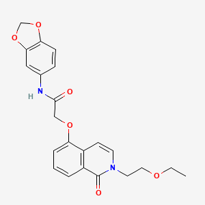 molecular formula C22H22N2O6 B2919238 N-(2H-1,3-benzodioxol-5-yl)-2-{[2-(2-ethoxyethyl)-1-oxo-1,2-dihydroisoquinolin-5-yl]oxy}acetamide CAS No. 898457-44-8