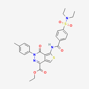 molecular formula C27H28N4O6S2 B2919271 ethyl 5-[4-(diethylsulfamoyl)benzamido]-3-(4-methylphenyl)-4-oxo-3H,4H-thieno[3,4-d]pyridazine-1-carboxylate CAS No. 851948-70-4
