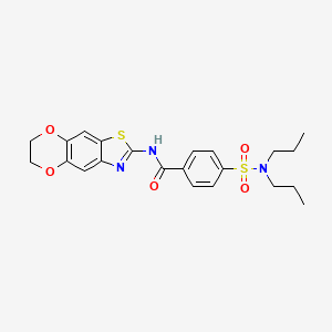 molecular formula C22H25N3O5S2 B2919307 N-(6,7-dihydro-[1,4]dioxino[2,3-f][1,3]benzothiazol-2-yl)-4-(dipropylsulfamoyl)benzamide CAS No. 892856-25-6