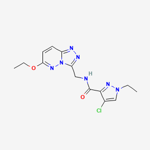 molecular formula C14H16ClN7O2 B2919309 4-chloro-N-((6-ethoxy-[1,2,4]triazolo[4,3-b]pyridazin-3-yl)methyl)-1-ethyl-1H-pyrazole-3-carboxamide CAS No. 2034550-77-9